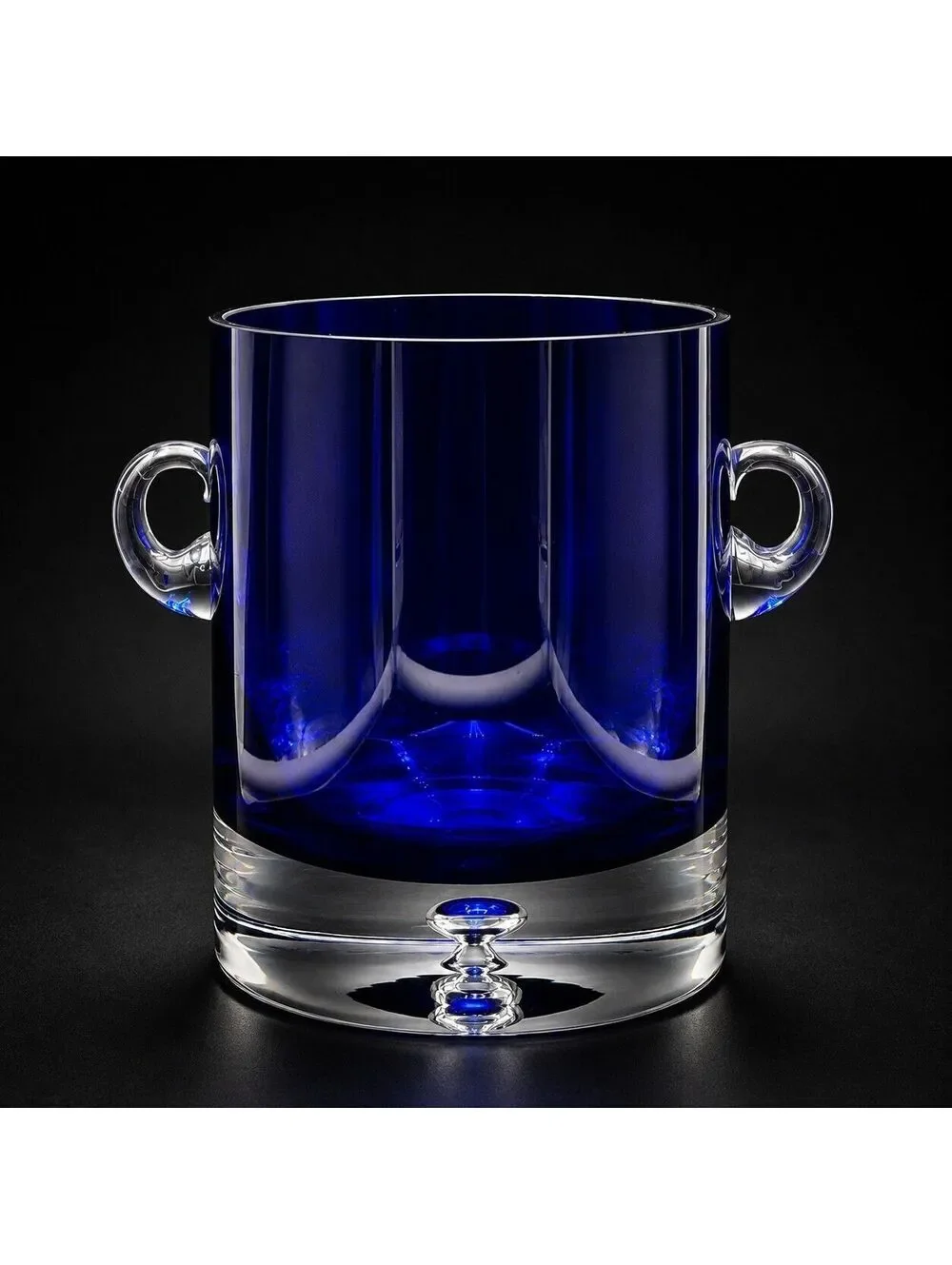 Vintage BLOCK Stockholm Cobalt Blue Crystal Ice Bucket Bubble Base 6 7/8